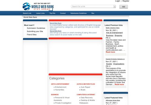 لقطة شاشة لموقع World Web Rank Directory
بتاريخ 01/12/2021
بواسطة دليل مواقع سكوزمى